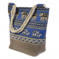 5481Blue/LN Сумка пляжная 48x37см, ручка канат 12мм (рогож...
